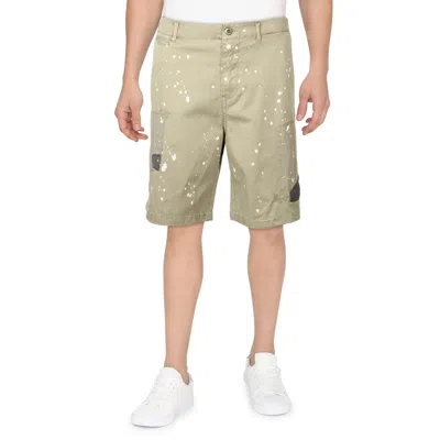 Original Paperbacks Mens Printed Midi Khaki, Chino Shorts In Green