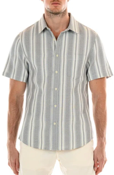 Original Paperbacks Perth Classic Fit Stripe Short Sleeve Cotton Button-up Shirt In Bluecream