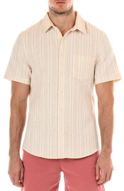 Original Paperbacks Perth Stripe Short Sleeve Button-up Shirt In Blushcream