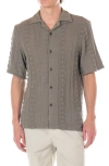 Original Paperbacks Positano Cabled Knit Camp Shirt In Smoke