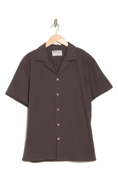 Original Paperbacks Seersucker Cotton Short Sleeve Button-up Shirt In Vintage Black