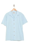 Original Paperbacks Seersucker Cotton Short Sleeve Button-up Shirt In Blue