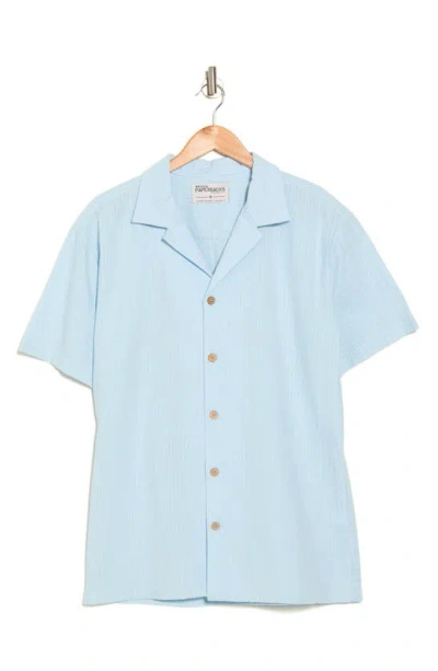 Original Paperbacks Seersucker Cotton Short Sleeve Button-up Shirt In Blue
