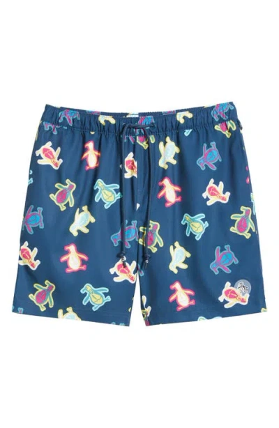Original Penguin 11-inch Volley Swim Trunks In Blue Wing Teal