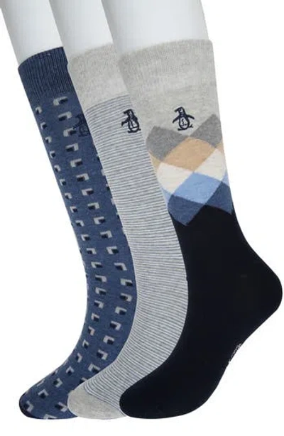 Original Penguin 3-pack Wyatt Argyle Crew Socks In Multi