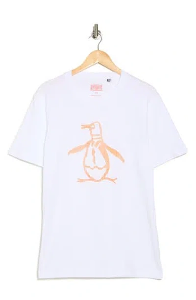 Original Penguin 3d Dot Penguin Cotton T-shirt In Birght White