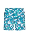 Original Penguin 5 All Over Print Wavy Check Swim Trunk In Baby Blue