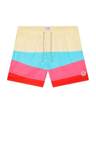 Original Penguin 5 Box Rec Degrade Swim Shorts In Brown