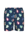Original Penguin 7 All Over Print Pete Swim Shorts In 蓝色鞋翼 & 青色