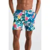 Original Penguin 7 Volley Floral Print Swim Shorts In Blue