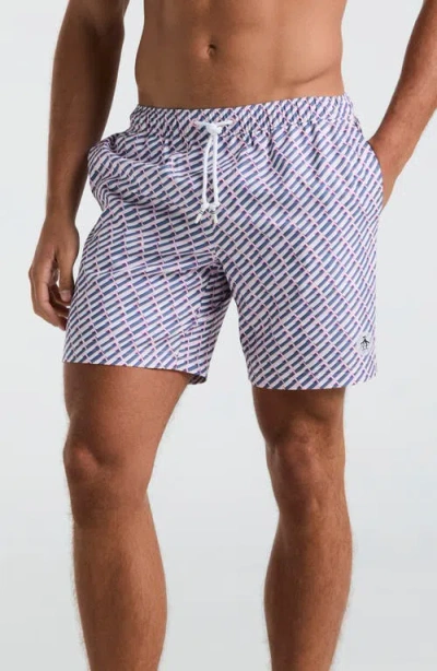 Original Penguin 7-inch Volley Swim Trunks In Parfait Pink