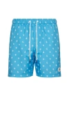 Original Penguin 7 Volley All Over Print Re-pete Swim Trunk In Blue