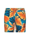 Original Penguin 7 Volley Tropical Leaf Swim Short In Orange