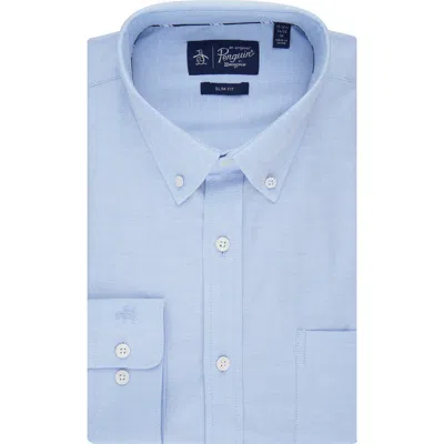 Original Penguin Abbot Brushed Oxford Slim Fit Dress Shirt In Blue