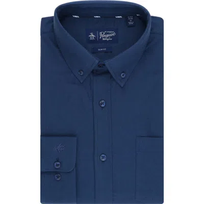 Original Penguin Abbot Brushed Oxford Slim Fit Dress Shirt In Navy