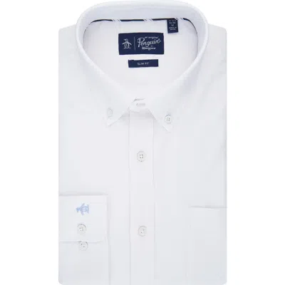 Original Penguin Abbot Brushed Oxford Slim Fit Dress Shirt In White
