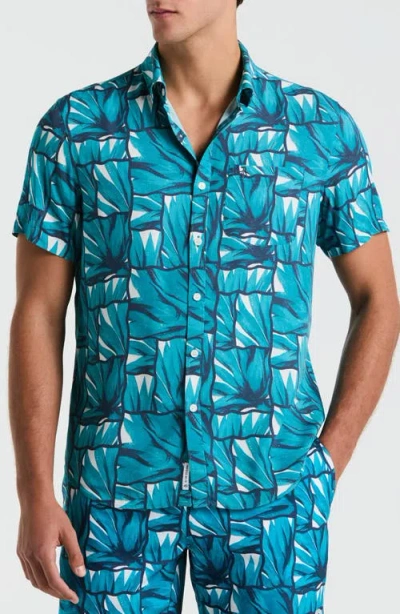 Original Penguin Agave Short Sleeve Button-up Shirt In Blue