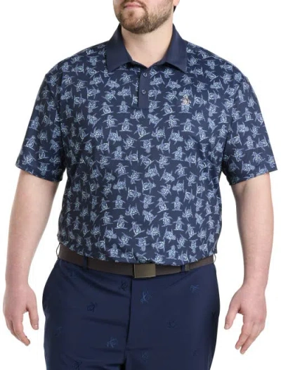 Original Penguin Allover Floral Pete Polo Shirt In Black Iris