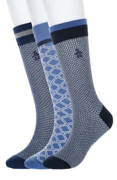 Original Penguin Assorted 3-pack Crew Socks In Blue