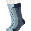 Original Penguin Assorted 3-pack Crew Socks In Blue