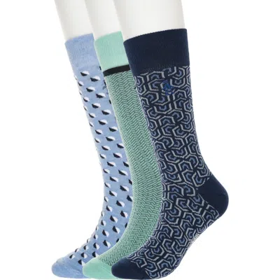 Original Penguin Assorted 3-pack Crew Socks In Blue