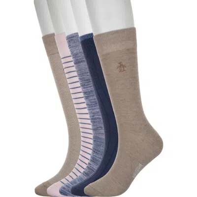 Original Penguin Assorted 3-pack Crew Socks In Brown