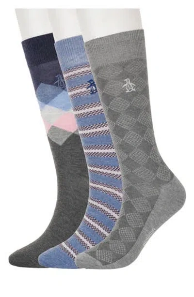 Original Penguin Assorted 3-pack Dress Socks In Blue