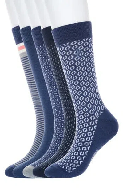 Original Penguin Assorted 5-pack Crew Socks In Blue