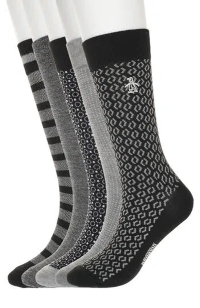 Original Penguin Assorted 5-pack Crew Socks In Black