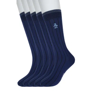 Original Penguin Assorted 5-pack Rib Dress Socks In Blue