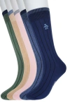 Original Penguin Assorted 5-pack Rib Dress Socks In Blue