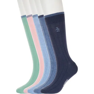 Original Penguin Assorted 5-pack Rib Dress Socks In Multi