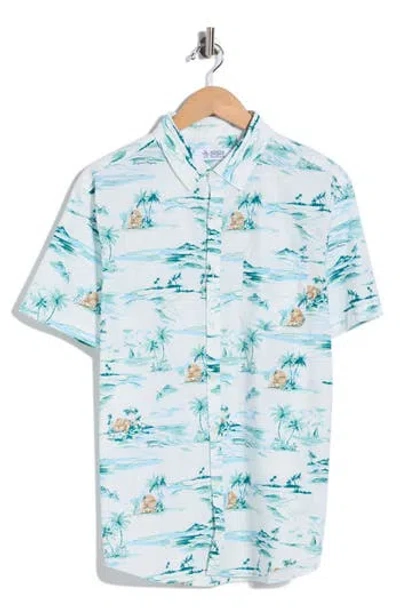 Original Penguin Beach Scene Short Sleeve Button-down Shirt In Multi