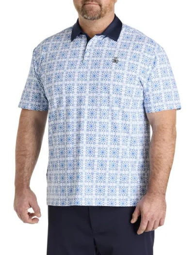 Original Penguin Big & Tall Pete's Cocktail Windowpane Patterned Polo Shirt In Bright White