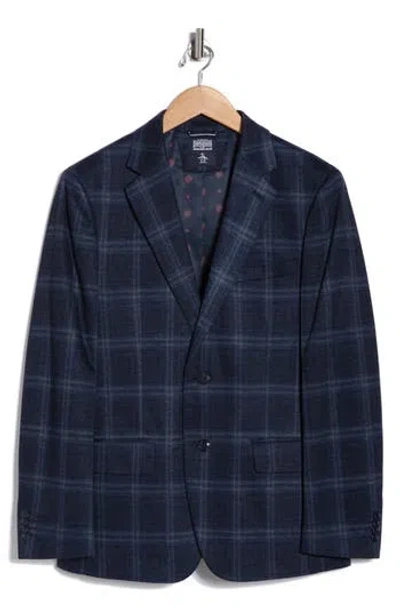 Original Penguin Blue Plaid Notch Lapel Sport Coat