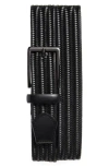 Original Penguin Braided Stretch Leather Belt In Black