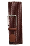 Original Penguin Braided Stretch Leather Belt In Brown