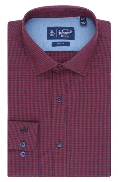 Original Penguin Brighton Gingham Check Slim Fit Dress Shirt In Red