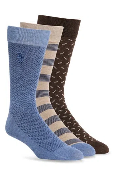 Original Penguin Bristol Neat 3-pack Assorted Dress Socks In Black