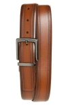 Original Penguin Brownie Reversible Leather Belt In Tan/black