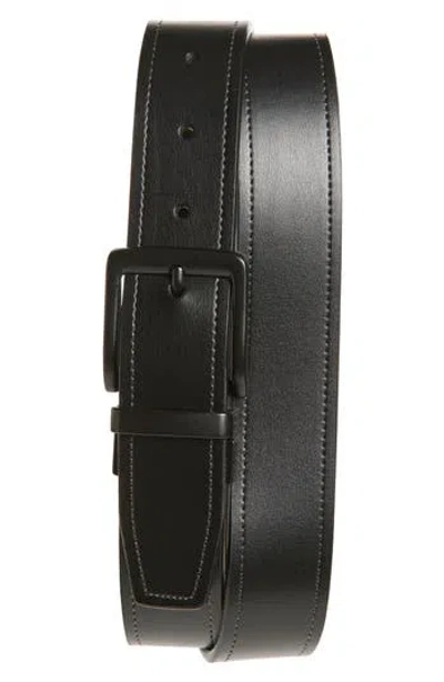 Original Penguin Buckle Leather Belt In Black/brown