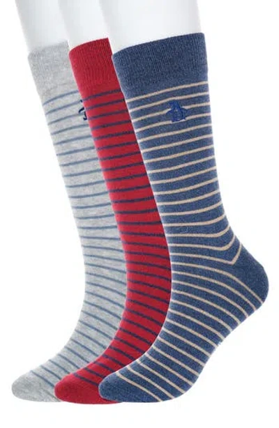 Original Penguin Cecil Stripe 3-pack Crew Socks In Multi