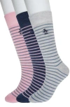 Original Penguin Cecil Stripe 3-pack Crew Socks In Indigo