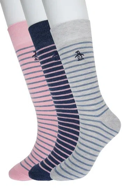 Original Penguin Cecil Stripe 3-pack Crew Socks In Indigo