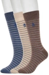 Original Penguin Cecil Stripe 3-pack Crew Socks In Multi