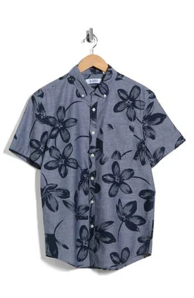 Original Penguin Chambray Flower Button-down Shirt In Blue