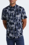 Original Penguin Chambray Short Sleeve Button Down Shirt In Blue