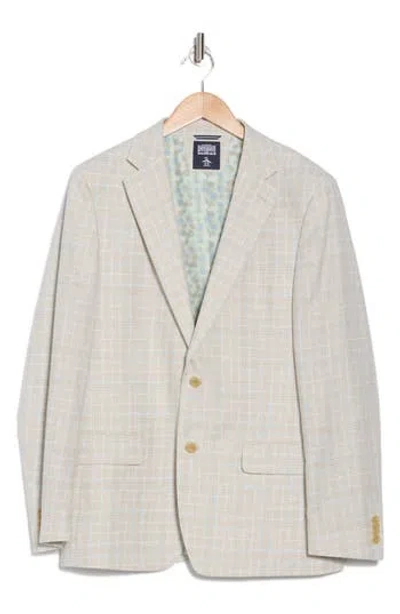 Original Penguin Check Print Notch Lapel Stretch Blazer In Multi