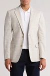 Original Penguin Check Print Notch Lapel Stretch Blazer In Neutral