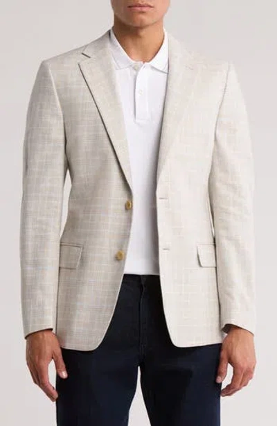 Original Penguin Check Print Notch Lapel Stretch Blazer In Neutral